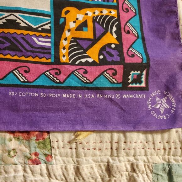 Vintage Wamcraft Southwestern Native American Purple Bird Bandana - Made in USA - Picture 4 of 8